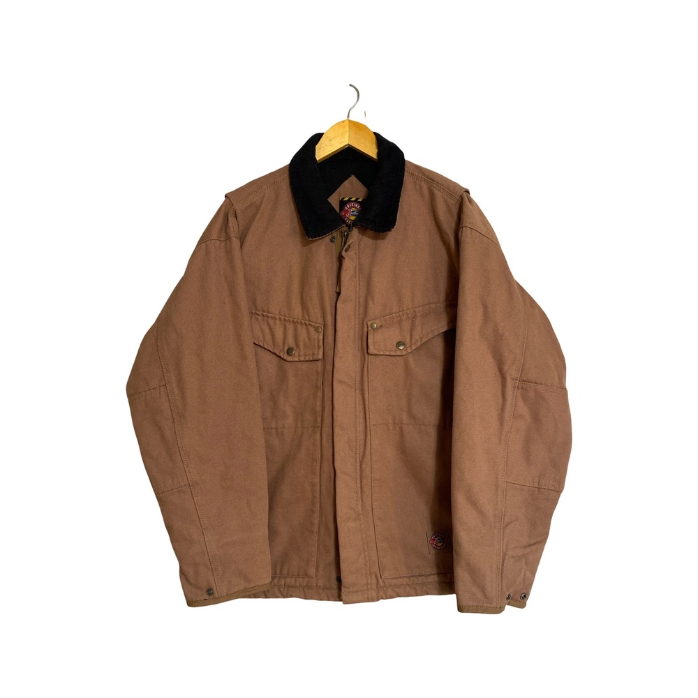 Justin Original Workwear Mens Canvas Jacket Brown Corduroy Collar Quilted Size M